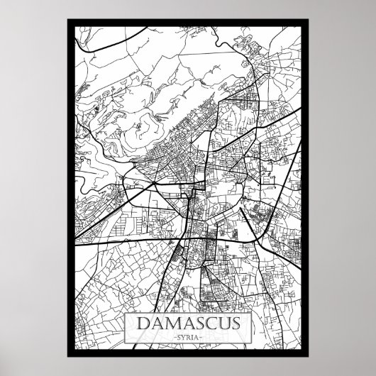 Damascus Syria City Map ポスター (正面)