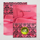 DAMASKのジェムストーン モノグラム シルク ピンク 招待状 (正面/裏面)