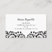 DAMASKエレガントヴィンテージパターン金ゴールドブラックピンク 名刺 (裏面)