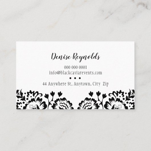 DAMASKエレガントヴィンテージパターン金ゴールドブラックピンク 名刺 (裏面)