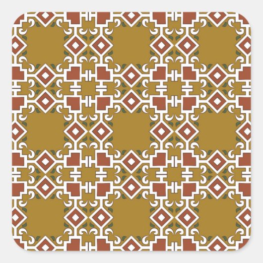 Damaskシームレス:ヴィンテージ・パターンの背景 スクエアシール (正面)