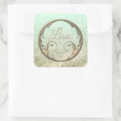 Damaskスクリプビクトリアント金ゴールド緑エレガント スクエアシール (バッグ)