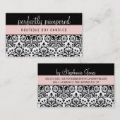 DAMASKパタかわいらしーンエレガントブラックピンク淡い色の色 名刺 (正面/裏面)