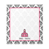 Damaskメモパーソナライズされた帳の先生 ノートパッド (正面)