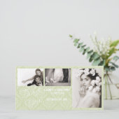 Damaskヴィンテージお結婚礼の写真カード – sage サンキューカード (スタンド正面)