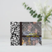 Damask日付を保存するYOUR Photos選択フォント色 案内ポストカード (スタンド正面)