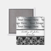 damask白黒の写真日付磁石を保存 マグネット (正面/裏面)