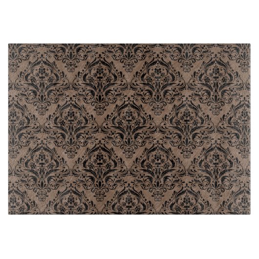 DAMASK1黒い大理石及びブラウンは鉛筆(R)を着色しました カッティングボード (正面)