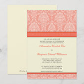 Damask 5魅力的x7結婚式招待状:サンゴ 招待状 (正面/裏面)