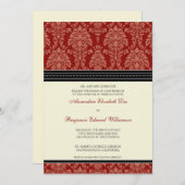 Damask 5魅力的x7結婚式招待状:赤 招待状 (正面/裏面)