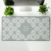 Damask Ambience：ジオメトリック(オリーブ淡い色の)デスクトップ デスクマット