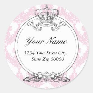 Damask Crown Addressステッカー() ラウンドシール