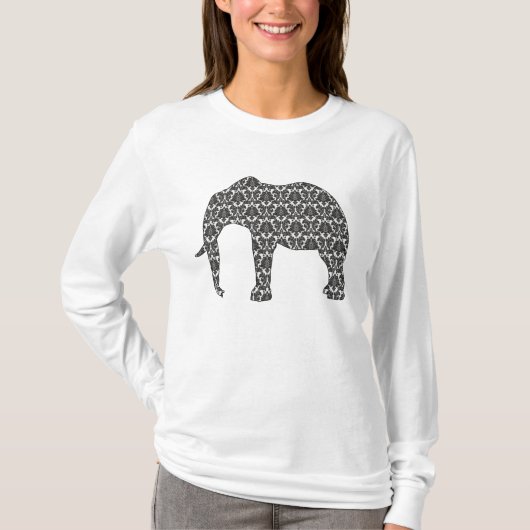 Damask Elephant Pattern Top女性の Tシャツ (正面)