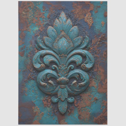 Damask Embossed Fleur-De-Lis Decoupage 薄葉紙 (正面)