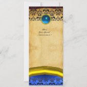 DAMASK GEM STONE モノグラム, ブラウン パーチメント 招待状 (裏面)