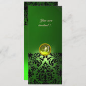 DAMASK GEM STONE モノグラム 緑 黄色 招待状 (正面/裏面)