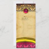 DAMASK GEM STONE モノグラム、茶色のパーチメント 招待状 (裏面)