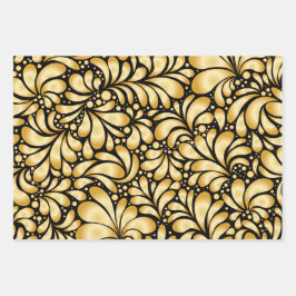 Damask Gold & Black Wrapping paper 3 sheets set ラッピングペーパーシート