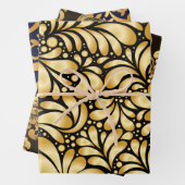 Damask Gold & Black Wrapping paper 3 sheets set ラッピングペーパーシート (インサイチュ)