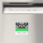 Damask Green日付の結婚発表を保存 マグネット (インサイチュ (食洗機))
