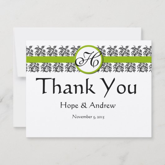 Damask Green Trim RSVPカード – 5 x 7が必要 (正面)