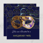 DAMASK MASQUERADE PARTY 青 招待状 (正面/裏面)