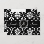 Damask Monogram RSVPカードfor Square招待状 出欠カード (正面/裏面)