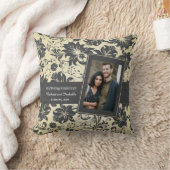 Damask on Cream 結婚's Anniversary Name and Photo クッション (ブランケット)