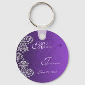 Damask Royal Purple Wedding Key Chain キーホルダー (正面)
