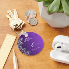 Damask Royal Purple Wedding Key Chain キーホルダー