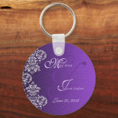 Damask Royal Purple Wedding Key Chain キーホルダー (正面)