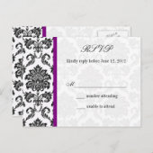 Damask RSVPポストカード（紫） インビテーションポストカード (正面/裏面)