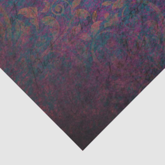 Damask & script elegant purple blue gold 薄葉紙 (詳細)