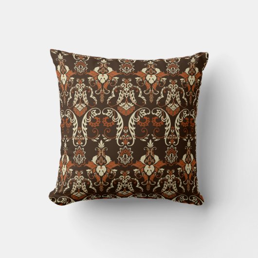 Damask Seamless vintage pattern. Floral textured クッション (正面)
