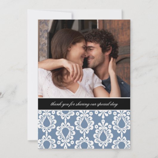 Damask Thank You Notes {Blue} ノートカード (正面)