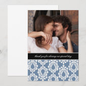Damask Thank You Notes {Blue} ノートカード (正面/裏面)