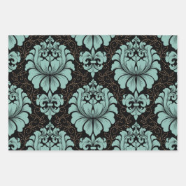 Damask Wrapping Paper Flat Sheet Set of 3 ラッピングペーパーシート