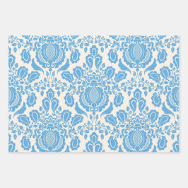 Damask Wrapping Paper Flat Sheet Set of 3 ラッピングペーパーシート