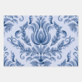 Damask Wrapping Paper Flat Sheet Set of 3 patterns ラッピングペーパーシート (正面3)