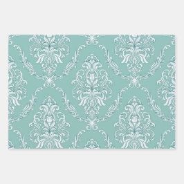 Damask Wrapping Paper Flat Sheet Set of 3 patterns ラッピングペーパーシート
