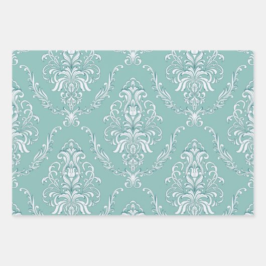 Damask Wrapping Paper Flat Sheet Set of 3 patterns ラッピングペーパーシート (正面)