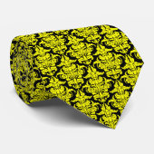Damask - Yellow on Black ネクタイ (ロール)