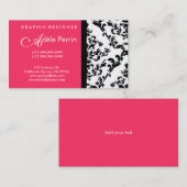 DamaskBusinessピンクのカード 名刺 (正面/裏面)
