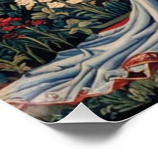 Dame à la licorne dans un jardin ポスター (コーナー)