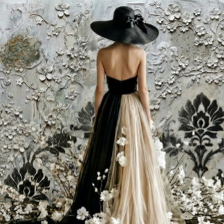 Dame en Noir Damask vertical ラッピングペーパーシート