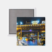 Damen CTA Station at Night マグネット (正面/裏面)