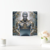 Dämonischer Krieger am Laptop Fantasy スクエア壁時計 (ホーム)
