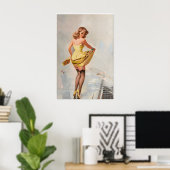 Dampened Doll Vintage Style Elvgren Sexy Girl ポスター (ホームオフィス)