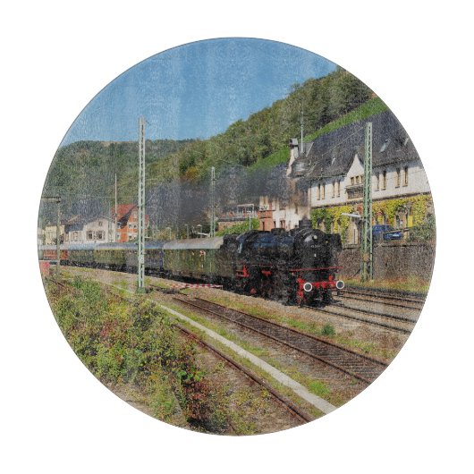 Dampflok mit Sonderzug in Lorch カッティングボード (正面)