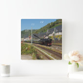 Dampflok mit Sonderzug in Lorch スクエア壁時計 (ホーム)